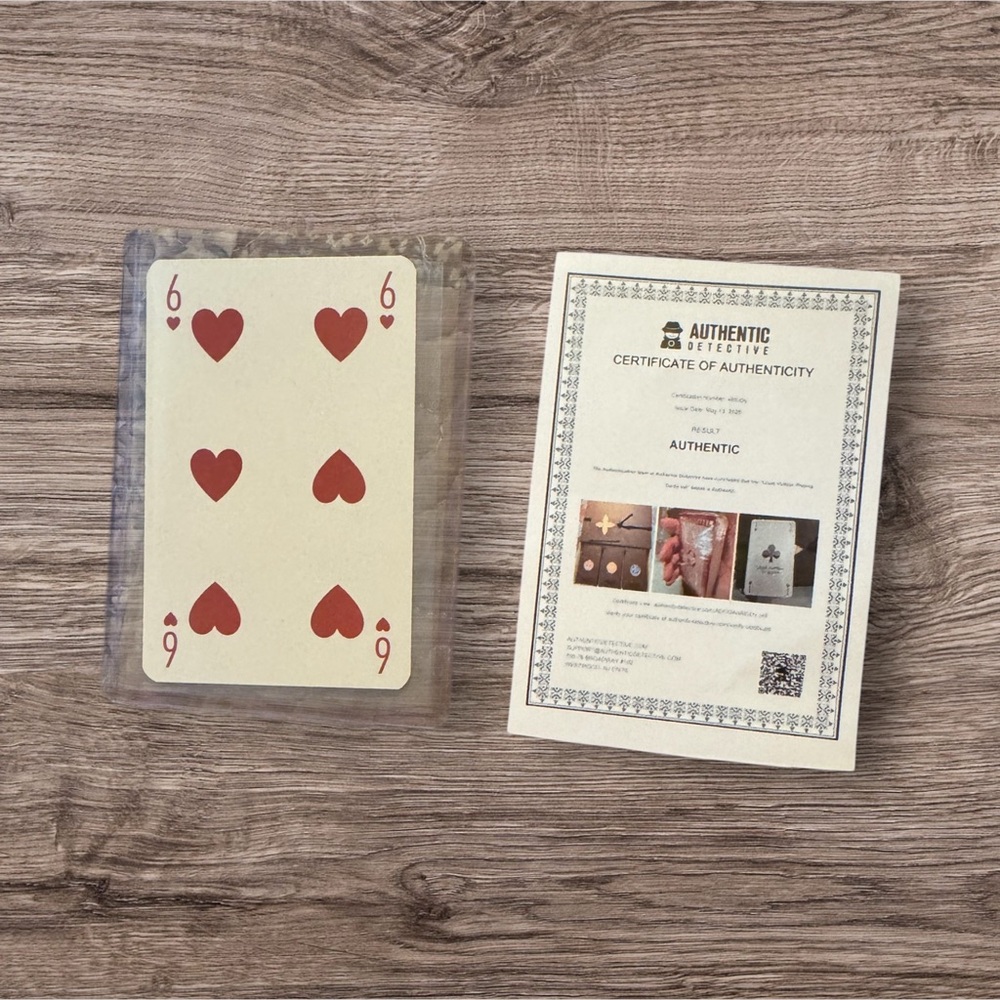 Authentic Louis Vuitton 6 of Hearts Card w/ COA – LV Monogram